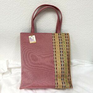 JAPANESE KIMONO TOTE BAG WOVEN STREAM & FLORAL PLANTS NISHI Women’s Elegant